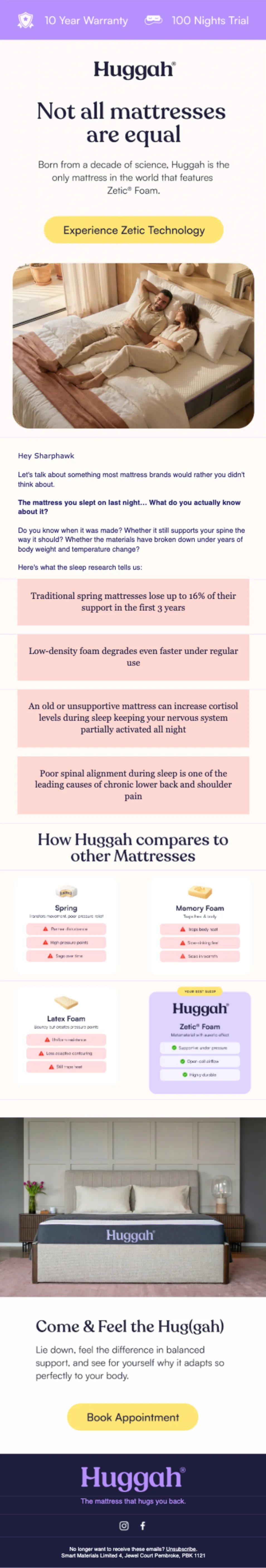Huggah email design