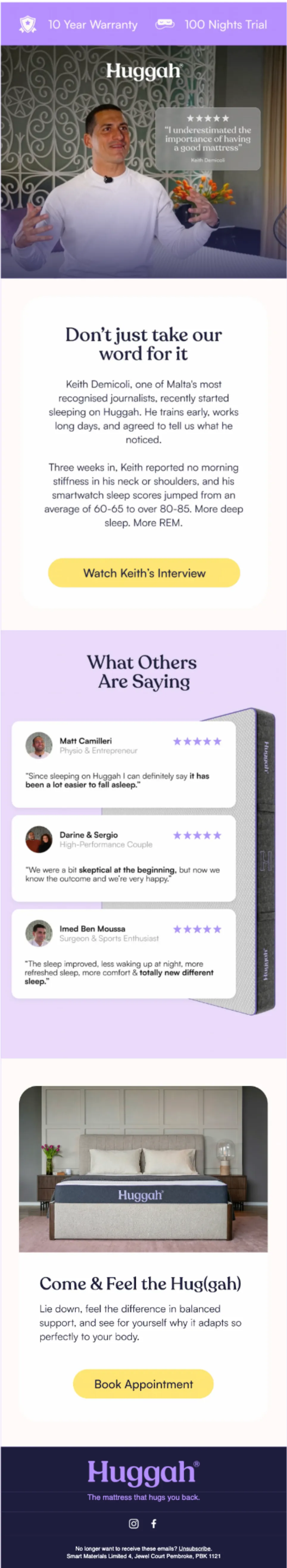 Huggah email design
