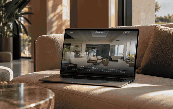 The new Santana Hotel website on a laptop