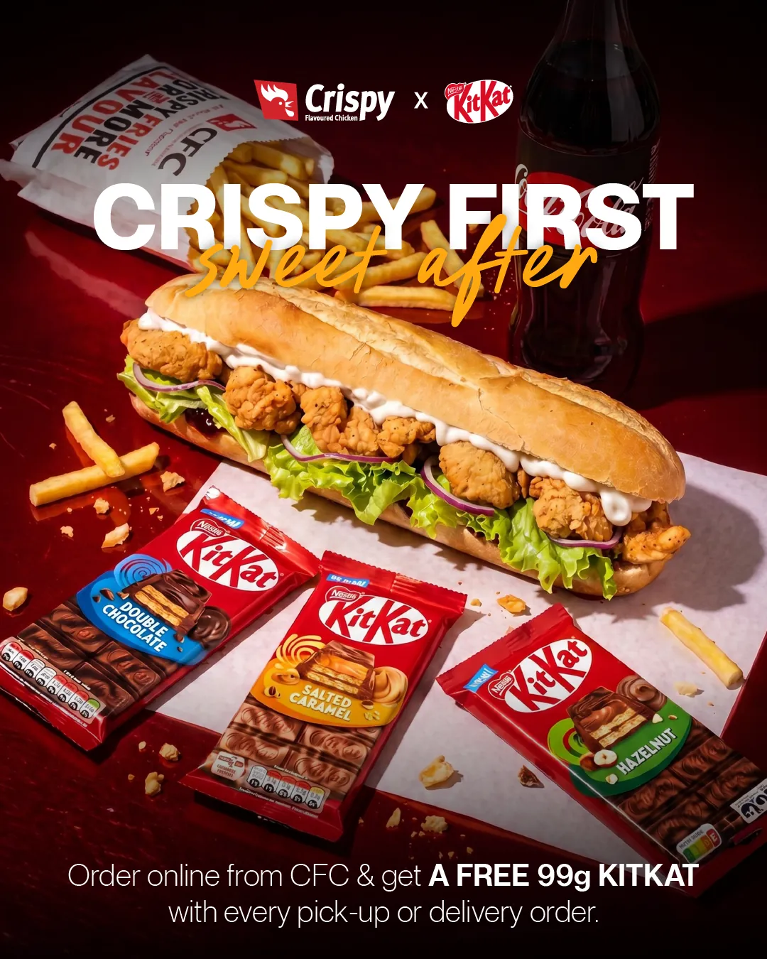 CFC and KitKat offer: a free KitKat with every pick-up or delivery order